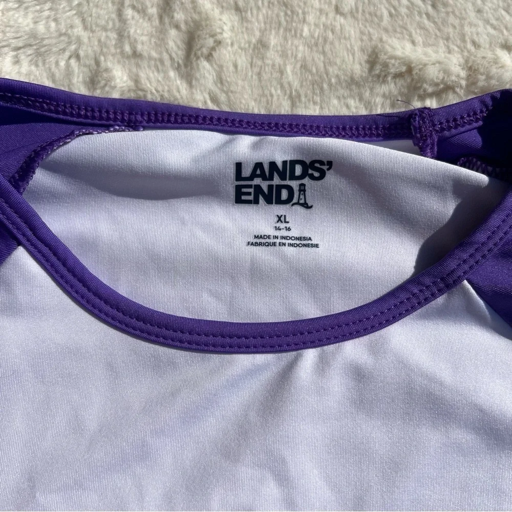 Lands End Girls Heart Surfboard Rash Guard Swim Shirt